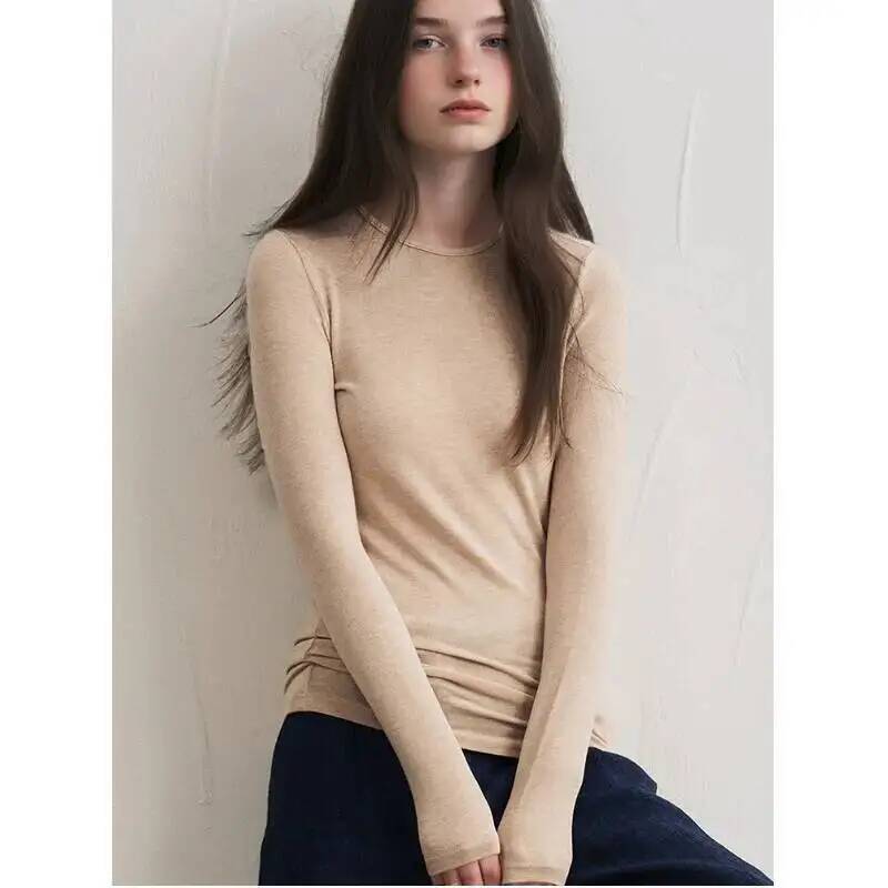 T-Shirts - Women Cashmere Blend Long Sleeve Top
