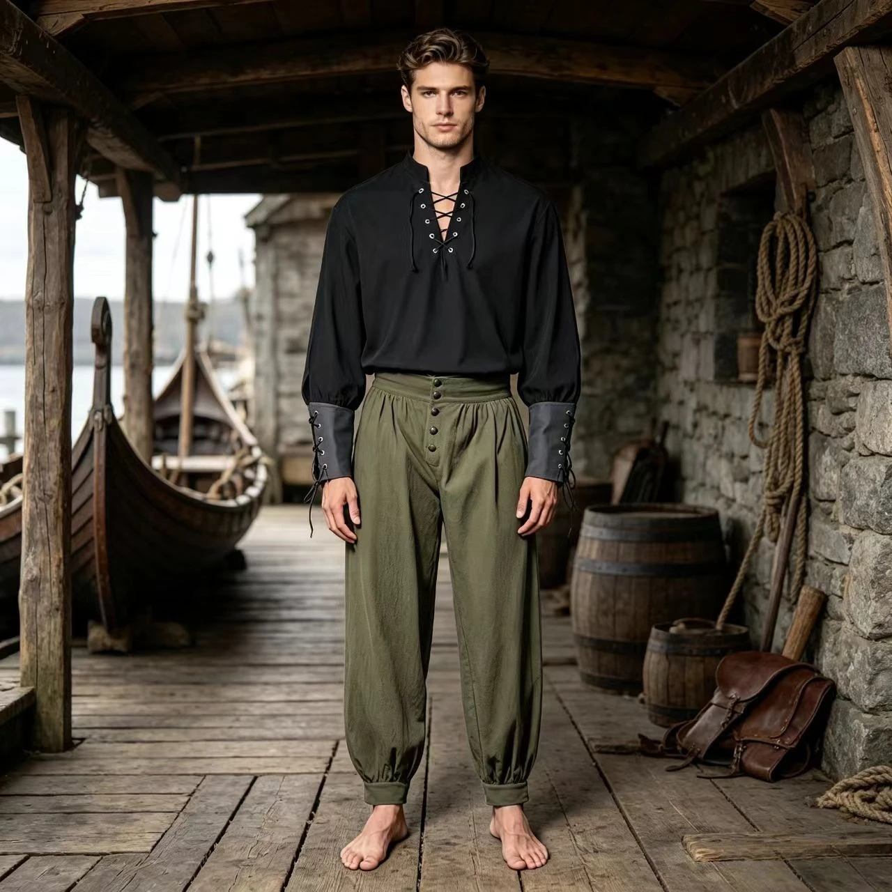 2Pcs Men Medieval Renaissance  - Shirts ulasan dan harga