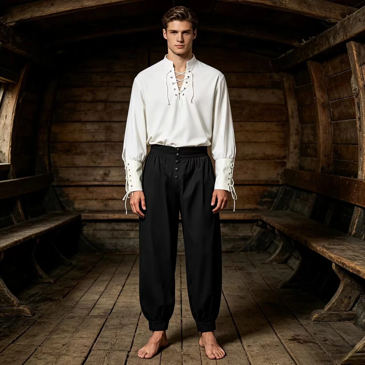 2Pcs Men Medieval Renaissance  - Shirts ulasan dan harga