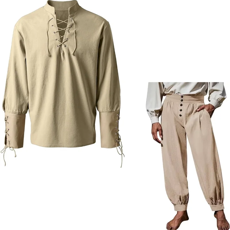 2Pcs Men Medieval Renaissance  - Shirts ulasan dan harga