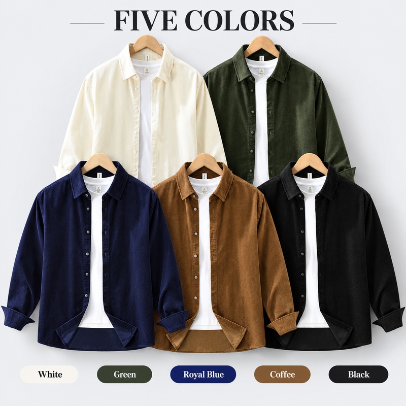 Men's 100% Cotton Corduroy Shi - Corduroy Button Up Shirt Men ulasan dan harga