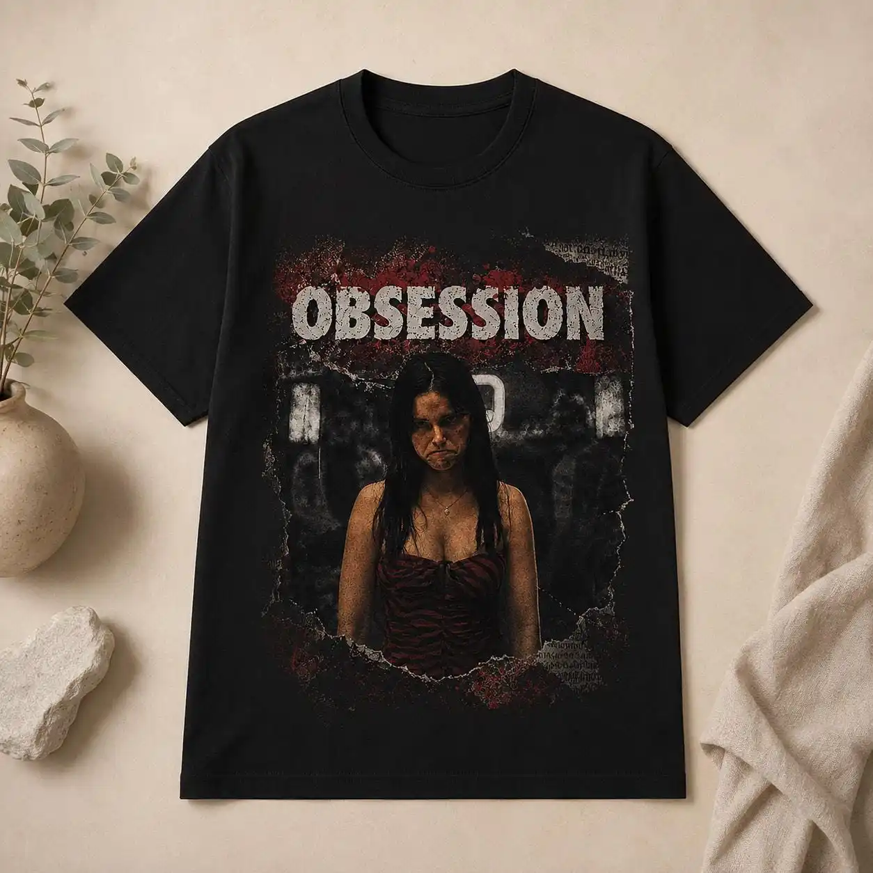 Obsession Graphic T-Shirt, Vin - Acid Wash Vintage Graphic T Shirt ulasan dan harga