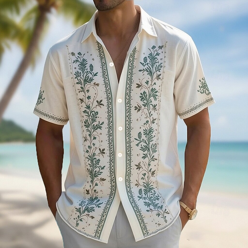Men's Turndown Collar 3D Print - Vintage Hawaiian Floral Shirt ulasan dan harga