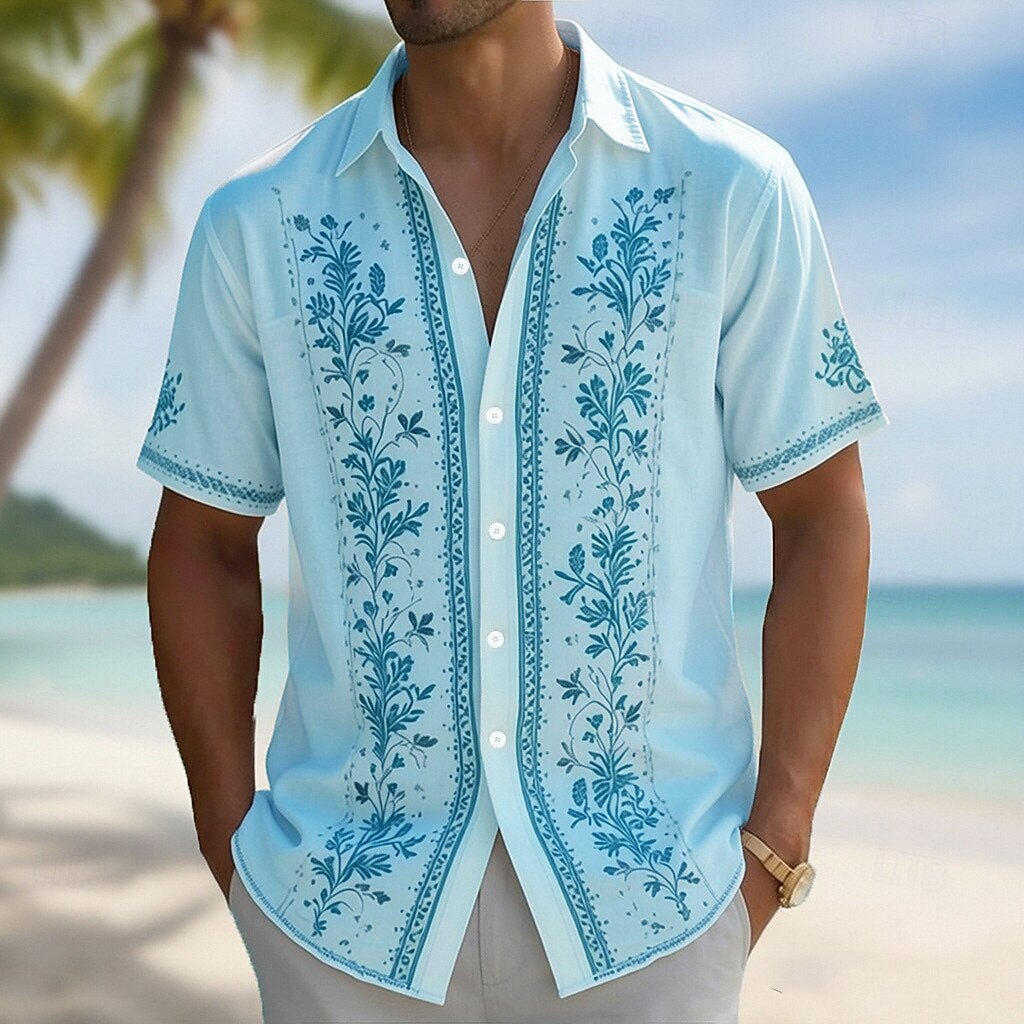 Men's Turndown Collar 3D Print - Vintage Hawaiian Floral Shirt ulasan dan harga