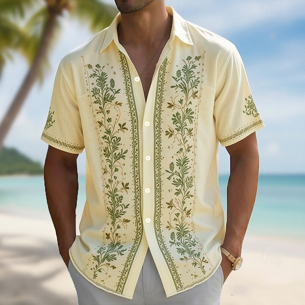 Men's Turndown Collar 3D Print - Vintage Hawaiian Floral Shirt ulasan dan harga