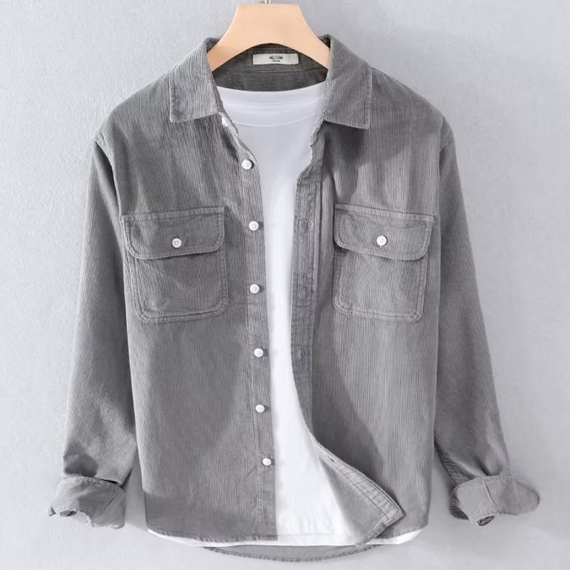 Men's Corduroy Shirt Solid Col - Corduroy Button Up Shirt Men ulasan dan harga